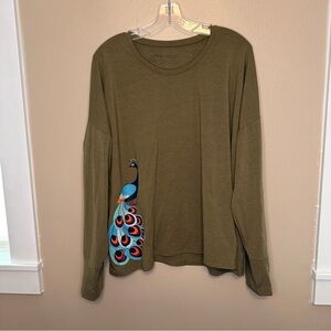 ADORABLE Life Is Good Olive Long Sleeve Shirt Size XXL